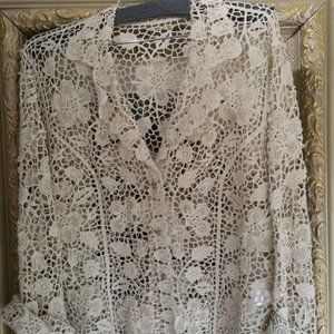 Beautiful long sleeve lace cut out blouse